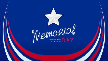 Memorial Day. National USA holiday. United States of America patriotic background design. Handwritten calligraphy lettering. Vector template