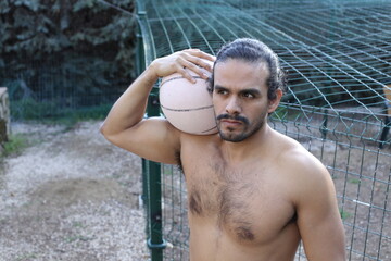 Very attractive shirtless basketball player