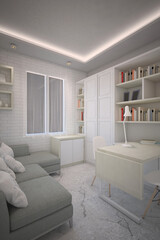 modern Workspace room with Display books cabinet 