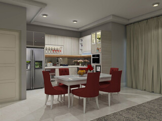 modern living room design with Luxurious Dining table 