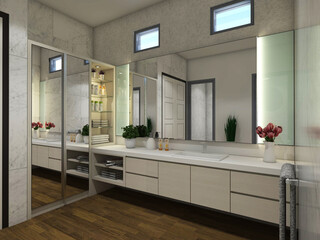 Modern washbasin cabinet design in the bathroom 