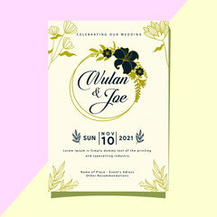 wedding invitation template, name of the bride and groom, simple and modern design