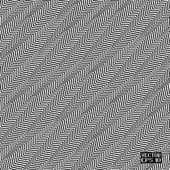 Seamless Abstract Black and White Geometric Pattern with Stripes. Optical Psychedelic Illusion. Entwined Structural Texture. Vector Illustration