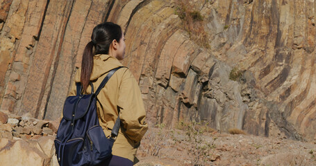 Woman backpacker visit Hong Kong Geopark