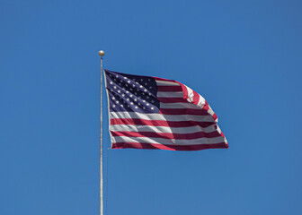 american flag and sky