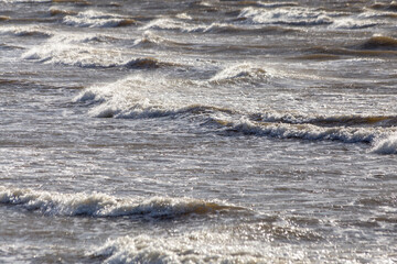 Sea waves during strong winds.