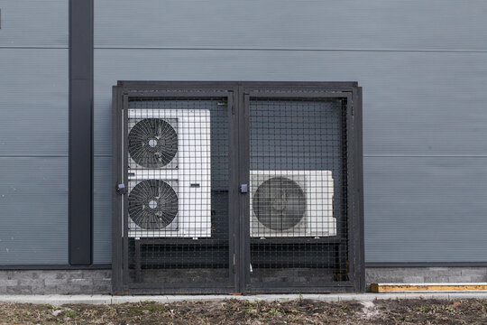 Industrial air conditioning. Ventilation systems. Compressor unit outdoor.