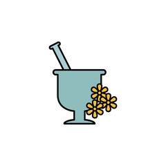 mortar with flowers outline icon. Signs and symbols can be used for web, logo, mobile app, UI, UX