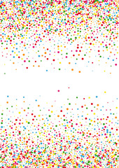 Multicolored Confetti Bold Texture. Circle Graphic Background. Yellow Circular Dot. Blue Cover Round Illustration.