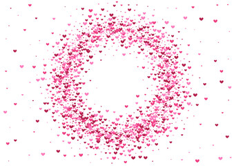 Purple Cute Confetti Illustration. Rose Saint Background. Red Heart Layout. Pink Couple Texture. Greeting Frame.