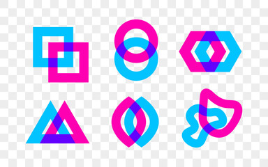 Set of abstract geometric flat shapes isolated