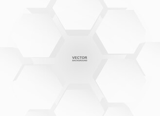 Abstract . Hexagon white background ,light and shadow. Vector.