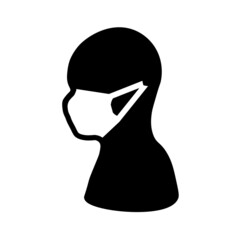 Man wearing medical mask icon symbol, icon.