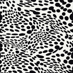 Abstract Optical illusion.seamless pattern with circles. Black and white spots with distortion effect. Multi circle illusion with perceived movement. print for fabric, paper, web.
