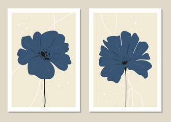 Abstract wall art with flowers. Vector set. Great decoration for book covers and walls.