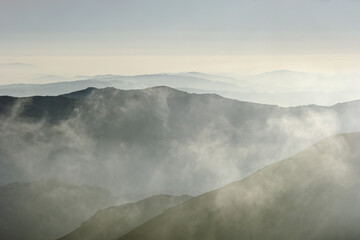 Misty mountain layers