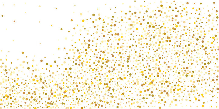 Golden  point confetti on a white background. Illustration of a drop of shiny particles. Decorative element. Element of design. Vector illustration, EPS 10.