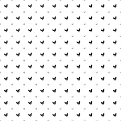 Square seamless background pattern from geometric shapes are different sizes and opacity. The pattern is evenly filled with black chicken symbols. Vector illustration on white background