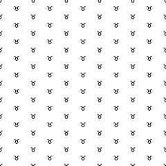 Square seamless background pattern from geometric shapes. The pattern is evenly filled with black zodiac taurus symbols. Vector illustration on white background