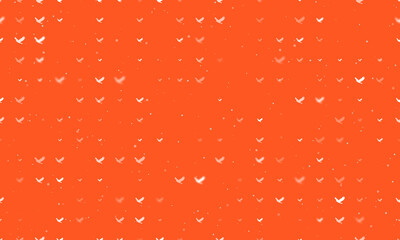 Seamless background pattern of evenly spaced white eagle symbols of different sizes and opacity. Vector illustration on deep orange background with stars