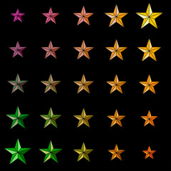 Colorful stars on a black background