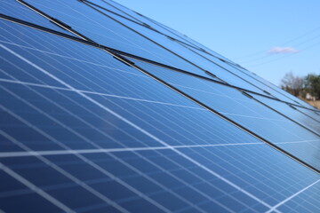 Photovoltaics instalation, Photo of a solar panel, floor standing photovoltaic installation.