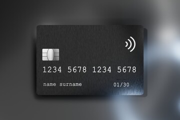 3D Illustration of a metal credit card