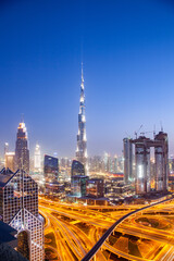 DUBAI, UAE - FEBRUARY 2018: Dubai skyline with Burj Khalifa
