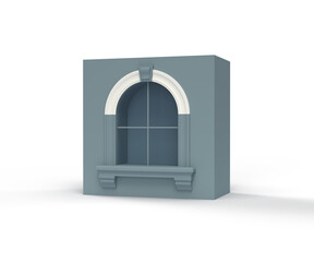 3D illustration, icon, classic architecture arch frame window, isolated on white background © web_eliseeva