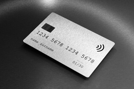 3D Illustration of a metal credit card