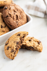 Tasty biscuits with chocolate. Sweet chocolate cookies