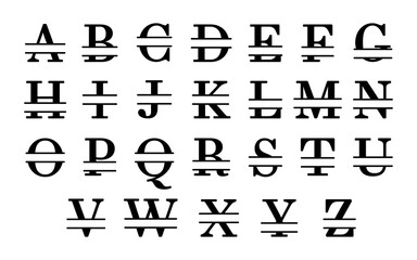 Split monogram alphabet, Split monogram font, Split letters, Family monogram, Initial monogram - obrazy, fototapety, plakaty