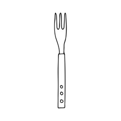 Hand drawn barbecue fork icon in vector. Doodle barbecue fork illustration in vector. Doodle fork icon in vector.