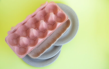 Eco-friendly background on yellow background. The concept of a sustainable, environmentally friendly lifestyle. Place for your text