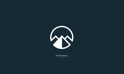 A line art icon logo of a mountain/peak/summit	
