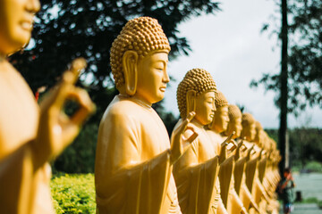 buddha statue yellow chinese temple