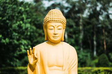 buddha statue yellow chinese temple