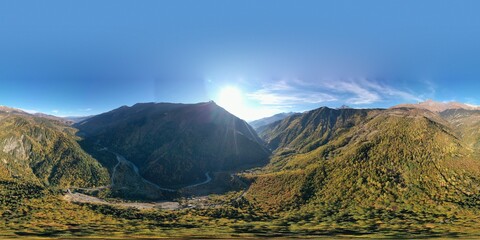360VR panorama Mountains landscape and view in Racha, Georgia