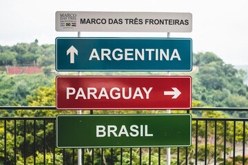 argentina paraguay brasil sign landmark iguazu