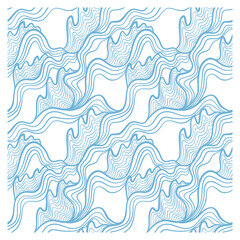 Seamless pattern with blue stormy waves. Design for backdrops with sea, rivers or water texture.