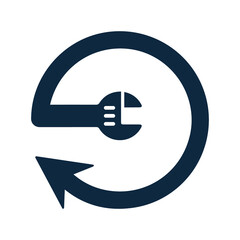 Repeat service, rotation, arrow icon. Glyph vector isolated on a white background.