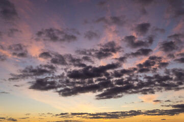 Naklejka na ściany i meble cloudy sky at sunset and gray cloud texture