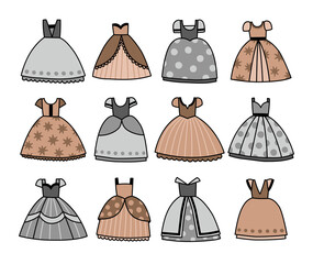 Set of princess dresses for children
