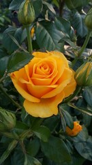 yellow rose on a green background