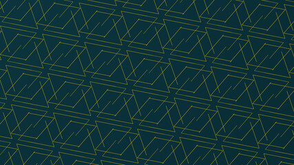 Geometric pattern where lines and shapes intersect with each other to form new patterns on dark green gradient with copy space. Use background for logo. Simple illustration concept