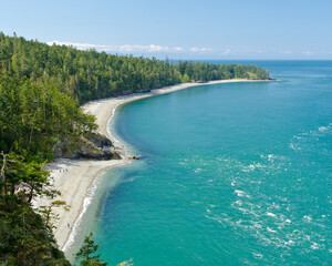 Rocks and ocean view at Whidbey Island in the U.S. state of Washington