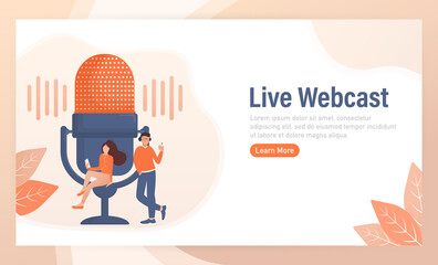 Live webinar people, great design for any purposes. Web design. Vector illustration.