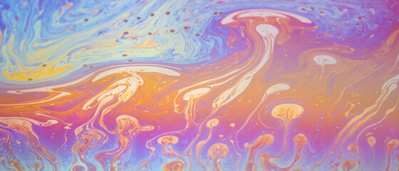 Psychedelic abstract background made from soap bubble
