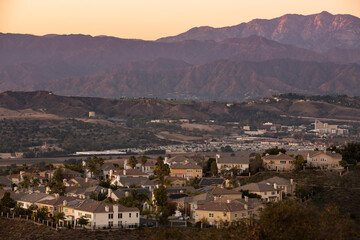Sunset view of the city of Diamond Bar, California, USA.
