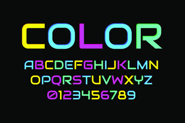 Modern 3D font and alphabet for poster. ticker vector